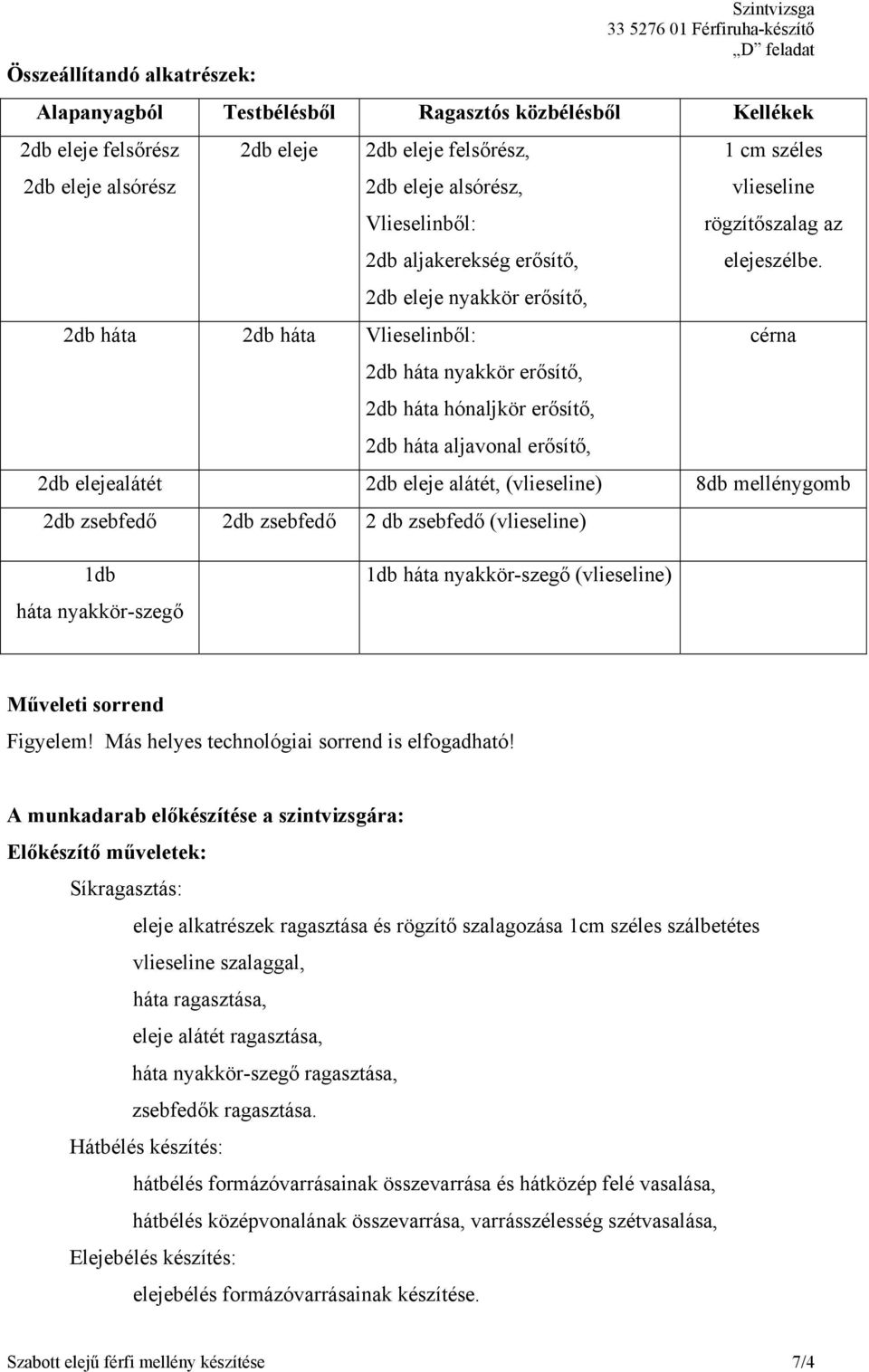 vlieseline rögzítőszalag az elejeszélbe.