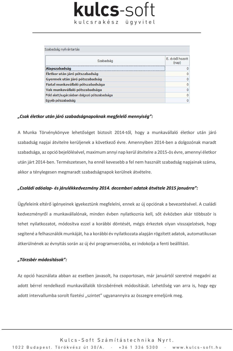 Természetesen, ha ennél kevesebb a fel nem használt szabadság napjainak száma, akkor a ténylegesen megmaradt szabadságnapok kerülnek átvételre. Családi adóalap- és járulékkedvezmény 2014.