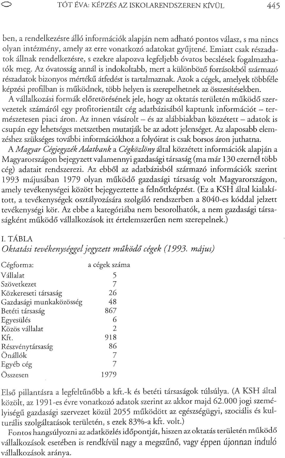 Az óvatosság annál is indokoltabb, mert a különböző forrásokból származó részadatok bizonyos mértékű átfedést is tartalmaznak.