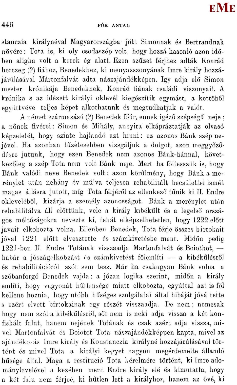 így adja elő Simon mester krónikája Benedeknek, Konrád fiának családi viszonyait.