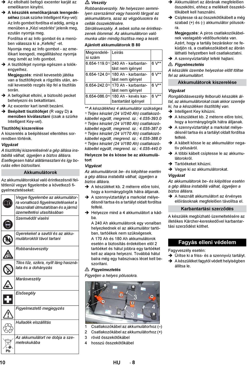 Fordítsa el az Info gombot és a menüben válassza ki a Kefefej -et. Nyomja meg az Info gombot - az emelőkart leengedi, megállításhoz nyomja meg ismét az Info gombot.