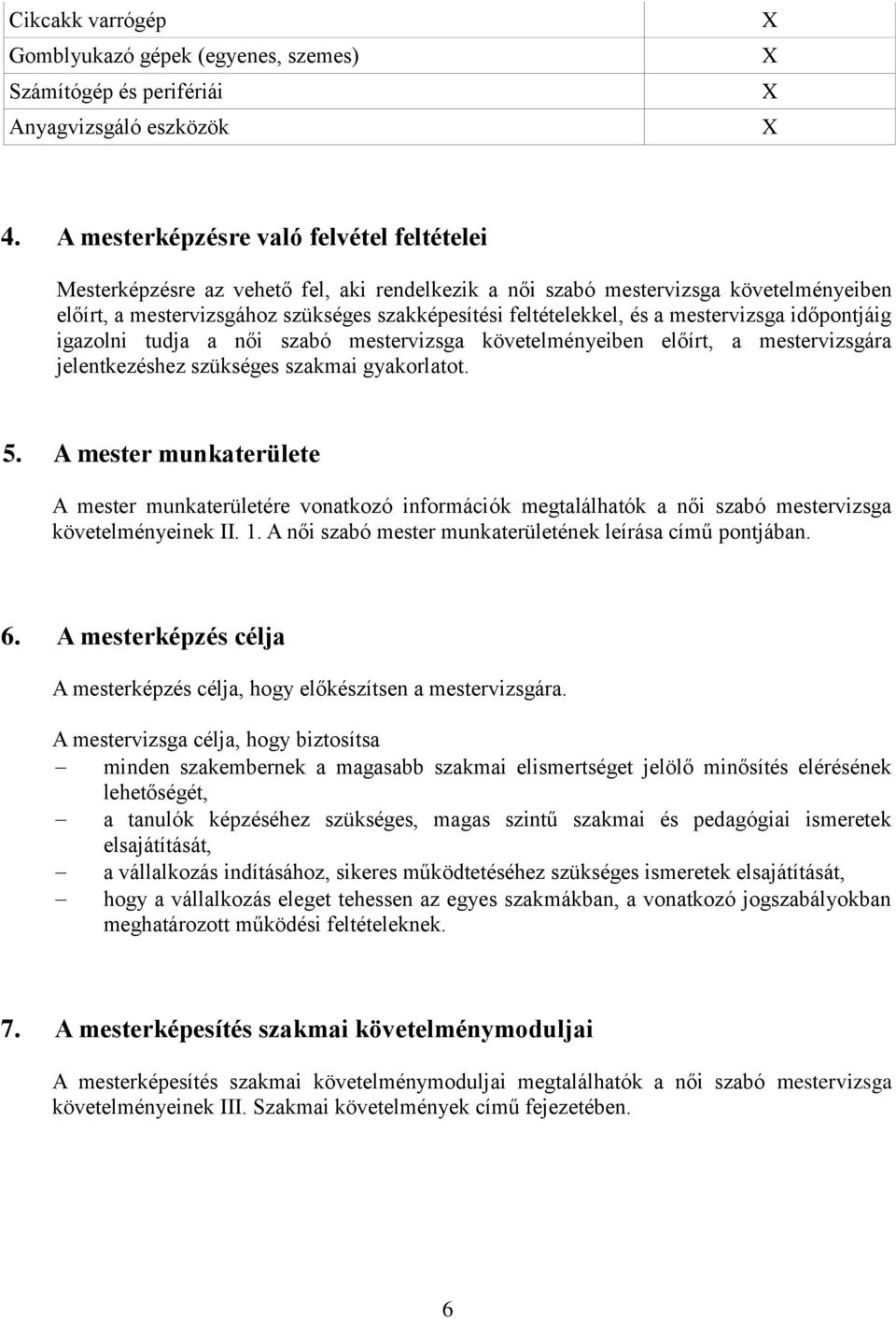 időpontjáig igazolni tudja a vizsga követelményeiben előírt, a mestervizsgára jelentkezéshez szükséges szakmai gyakorlatot. 5.