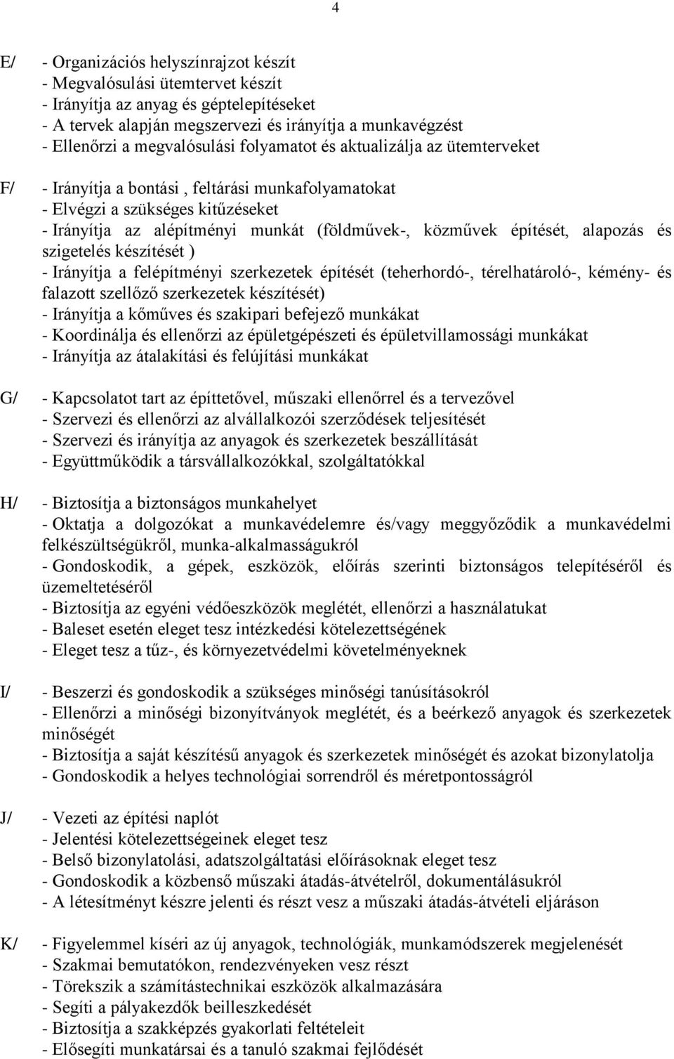 közművek építését, alapozás és szigetelés készítését ) - Irányítja a felépítményi szerkezetek építését (teherhordó-, térelhatároló-, kémény- és falazott szellőző szerkezetek készítését) - Irányítja a