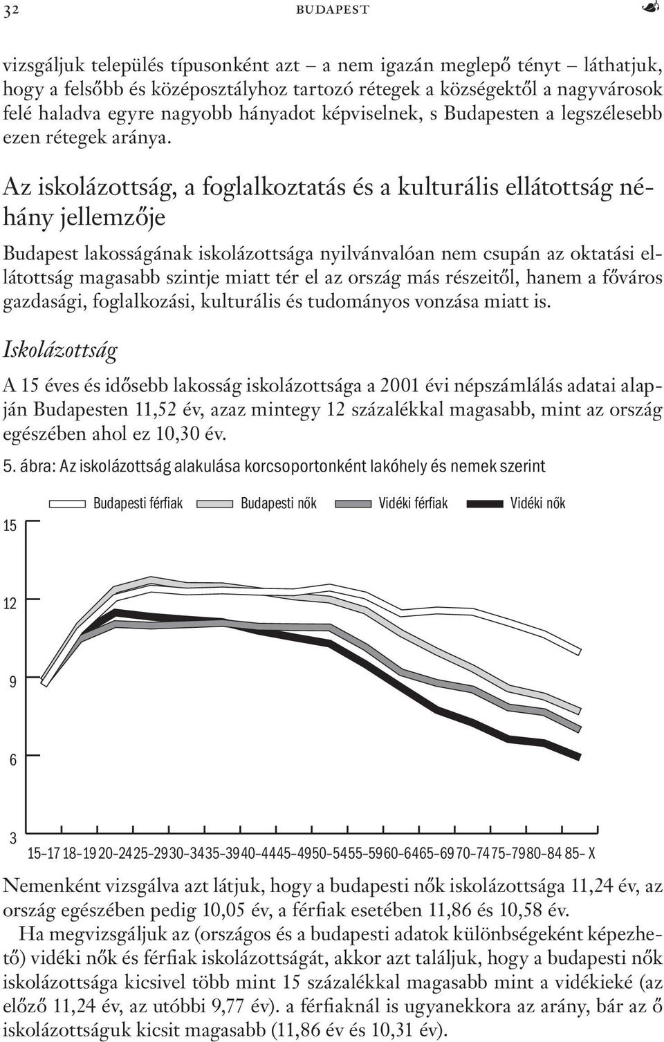 Az iskolázottság, a foglalkoztatás és a kulturális ellátottság néhány jellemzője Budapest lakosságának iskolázottsága nyilvánvalóan nem csupán az oktatási ellátottság magasabb szintje miatt tér el az