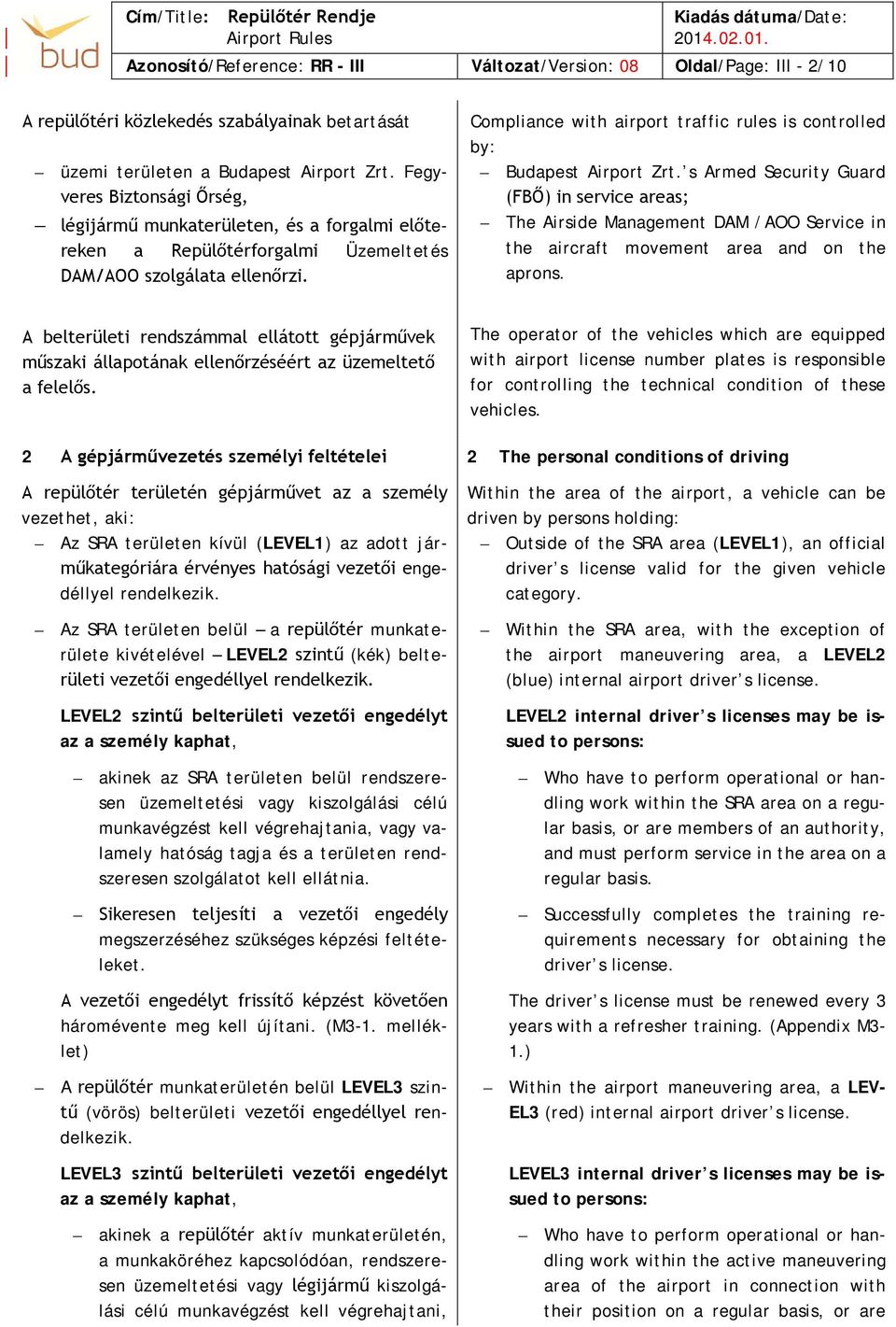 Compliance with airport traffic rules is controlled by: Budapest Airport Zrt.