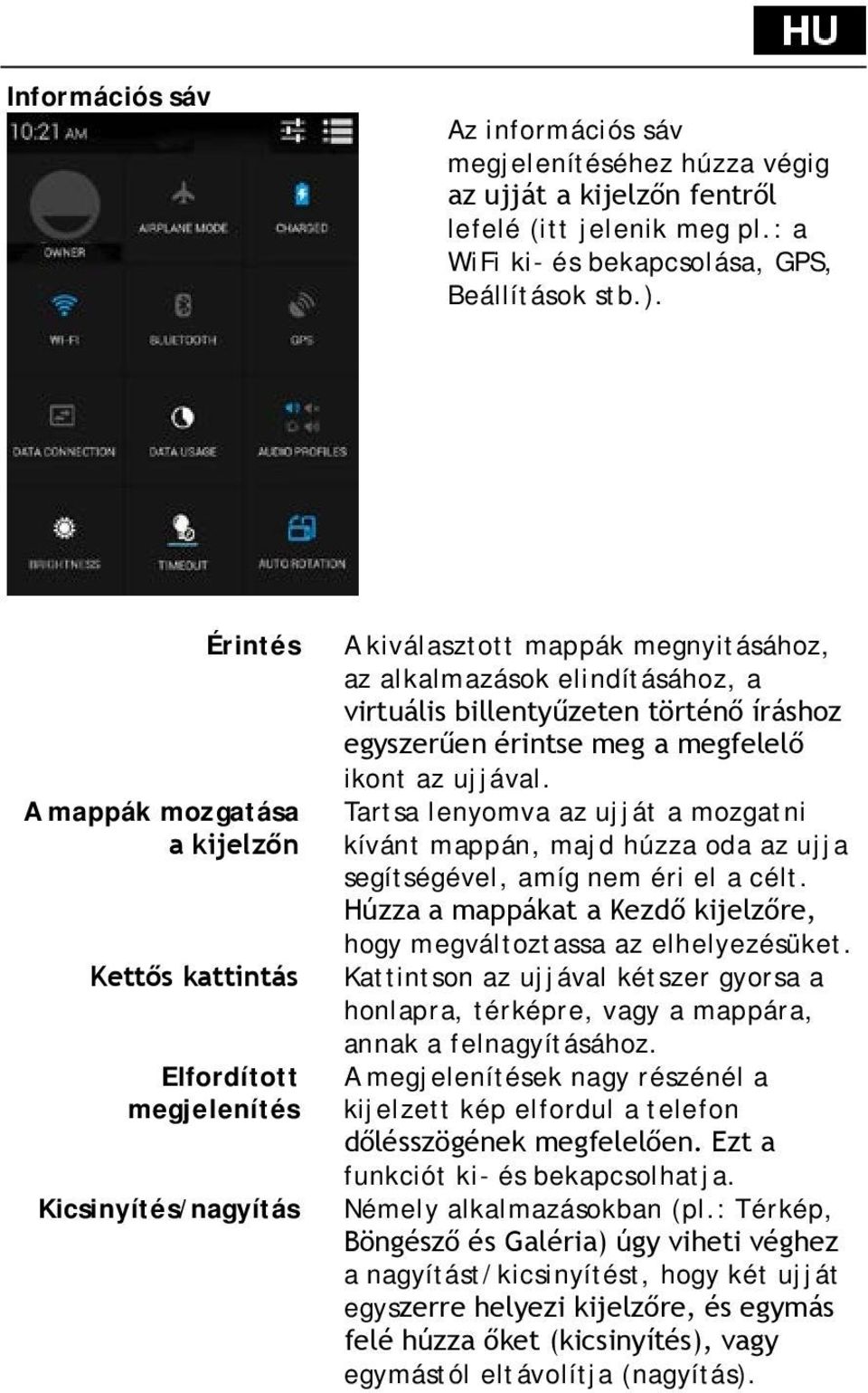 történő íráshoz egyszerűen érintse meg a megfelelő ikont az ujjával. Tartsa lenyomva az ujját a mozgatni kívánt mappán, majd húzza oda az ujja segítségével, amíg nem éri el a célt.