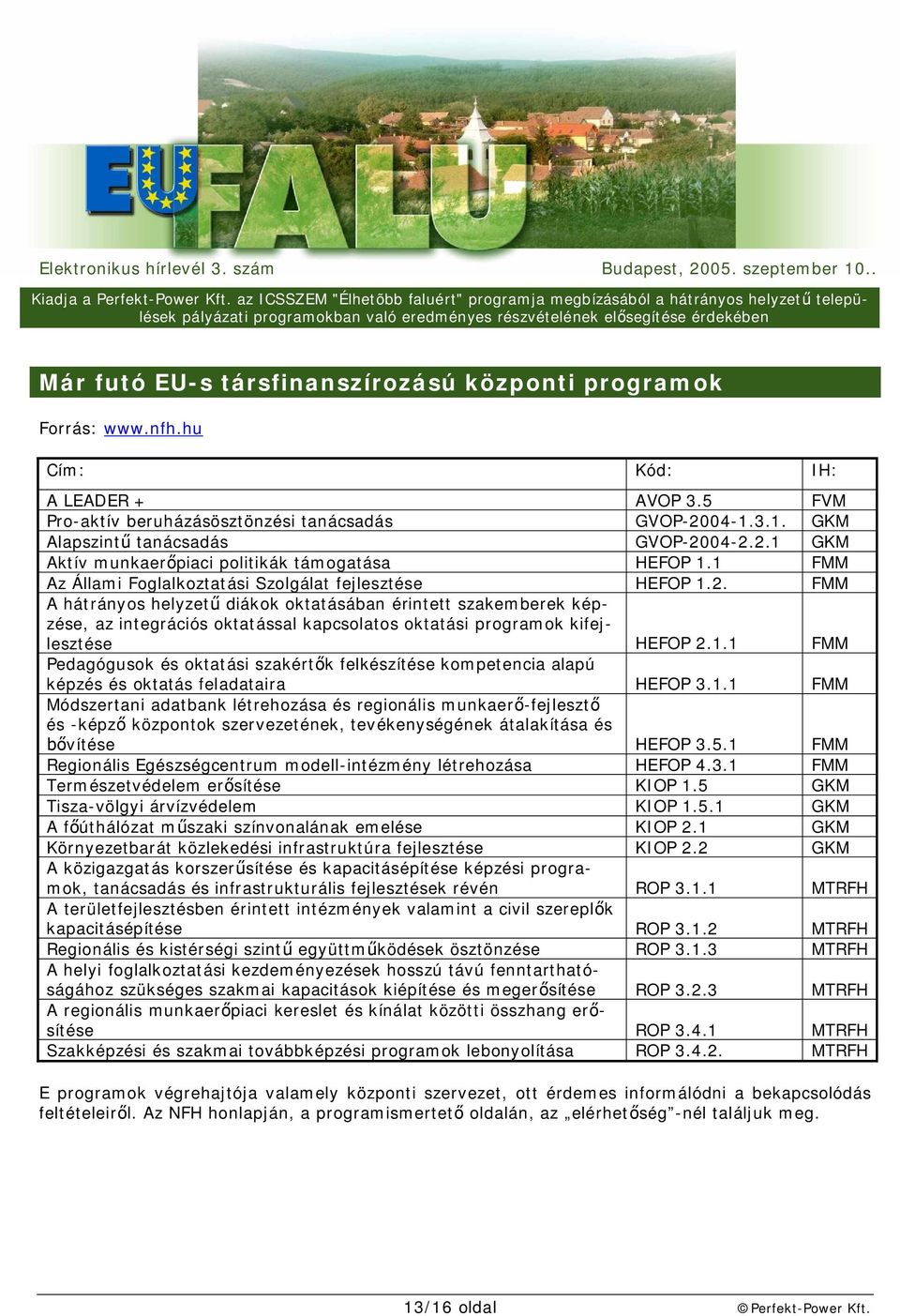 1.1 FMM Pedagógusok és oktatási szakért k felkészítése kompetencia alapú képzés és oktatás feladataira HEFOP 3.1.1 FMM Módszertani adatbank létrehozása és regionális munkaer -fejleszt és -képz központok szervezetének, tevékenységének átalakítása és vítése HEFOP 3.