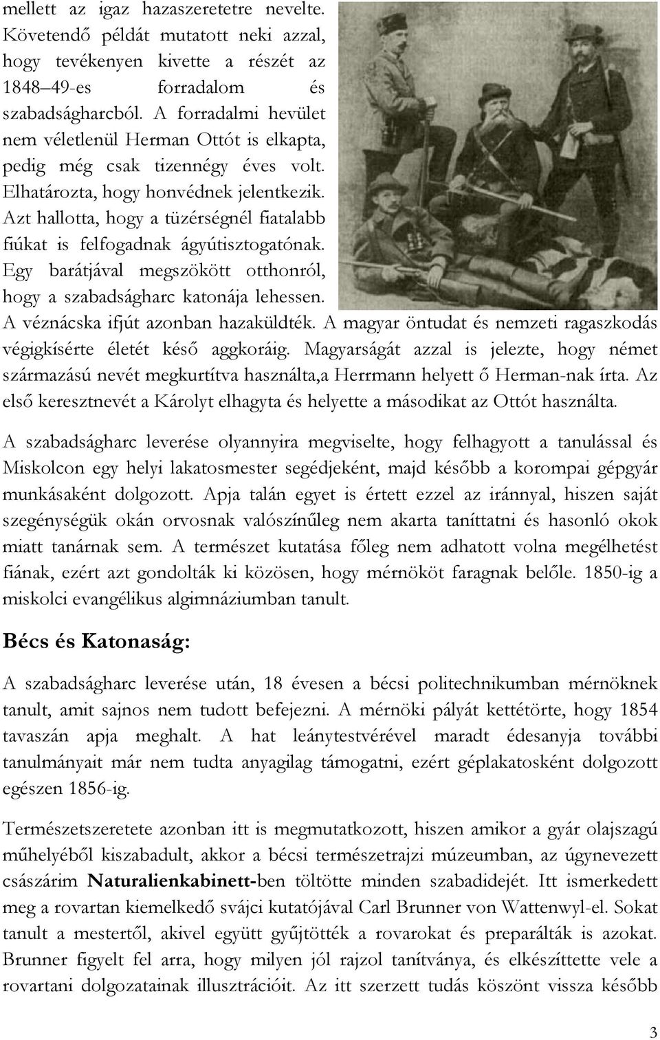 Azt hallotta, hogy a tüzérségnél fiatalabb fiúkat is felfogadnak ágyútisztogatónak. Egy barátjával megszökött otthonról, hogy a szabadságharc katonája lehessen. A véznácska ifjút azonban hazaküldték.