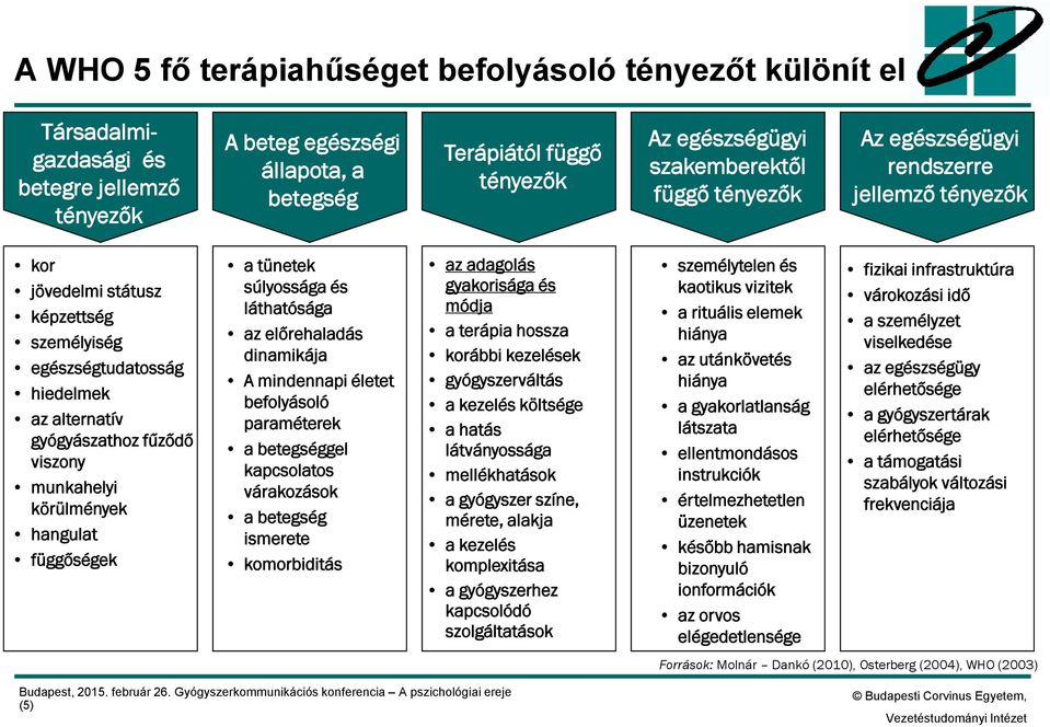 munkahelyi körülmények hangulat függőségek a tünetek súlyossága és láthatósága az előrehaladás dinamikája A mindennapi életet befolyásoló paraméterek a betegséggel kapcsolatos várakozások a betegség