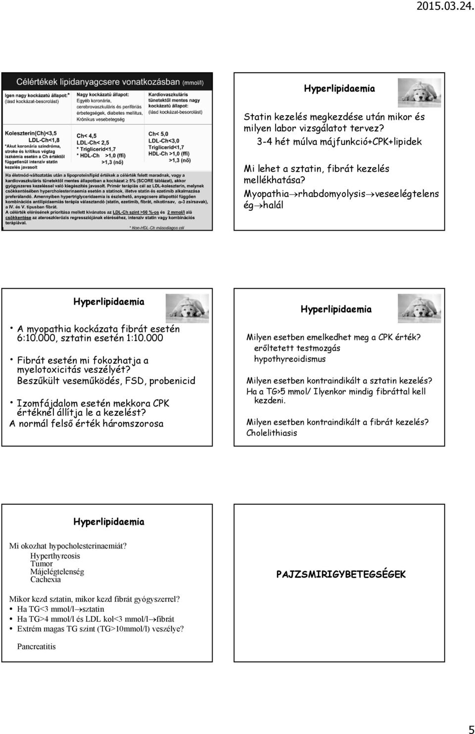 Beszűkült veseműködés, FSD, probenicid Izomfájdalom esetén mekkora CPK értéknél állítja le a kezelést? A normál felső érték háromszorosa Hyperlipidaemia Milyen esetben emelkedhet meg a CPK érték?