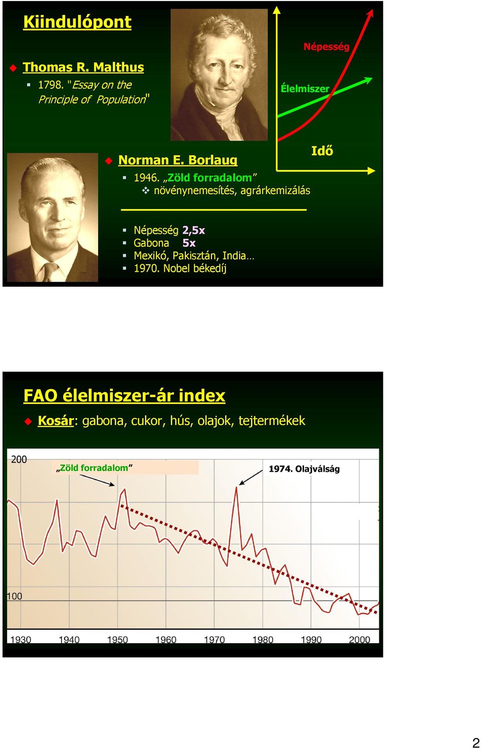 Zöld forradalom növénynemesítés, s, agrárkemiz rkemizálás Idő épesség 2,5x Gabona 5x Mexikó,,