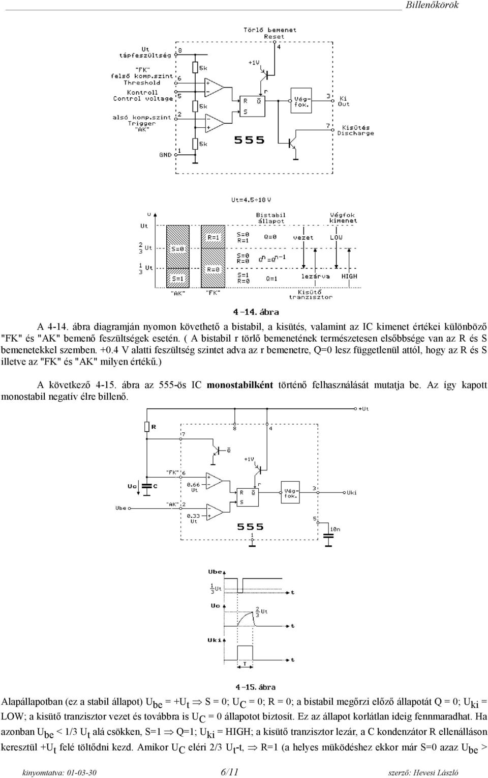 4 V alatti feszültség szintet adva az r bemenetre, Q=0 lesz függetlenül attól, hogy az R és S illetve az "FK" és "AK" milyen értékű.) A következő 4-15.
