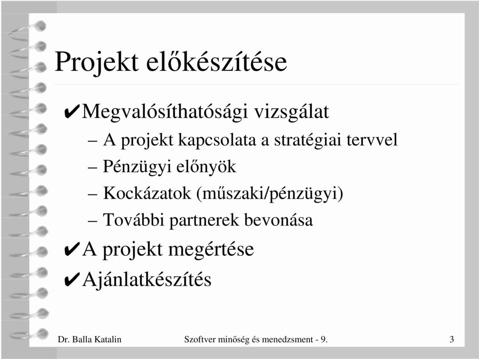 szaki/pénzügyi) További partnerek bevonása A projekt megértése