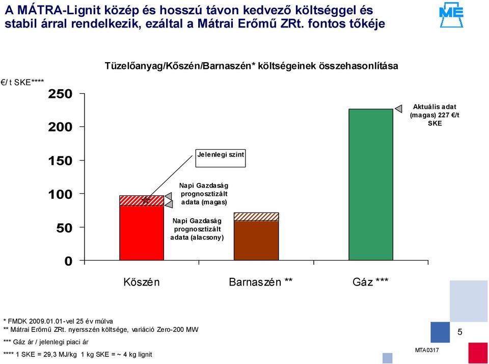 Jelenlegi szint Napi Gazdaság prognosztizált adata (magas) Napi Gazdaság prognosztizált adata (alacsony) SK BK Gas Kőszén Barnaszén ** Gáz ***