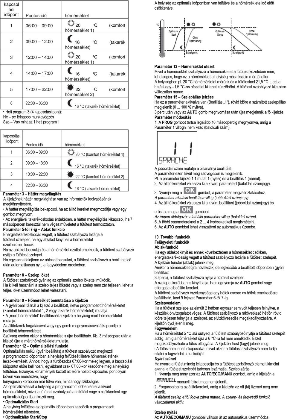 pont): Hé pé félnapos munkavégzés Szo Vas mint az 1 heti program 1 kapcsolás i időpont Pontos idő 1 06:00 09:00 2 09:00 13:00 3 13:00 22:00 hőmérséklet 16 C (takarék 20 C (komfort 16 C (takarék 22 C