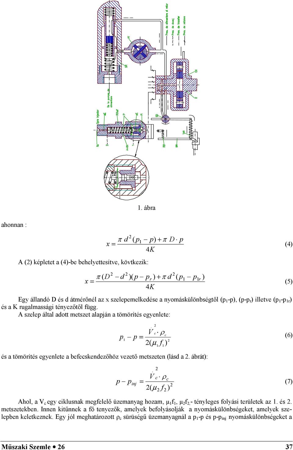 V c c p p = (6) ( µ f ) és a tömörítés egyenlete a befecskendezhöz vezet metszeten (lásd a. ábrát):.