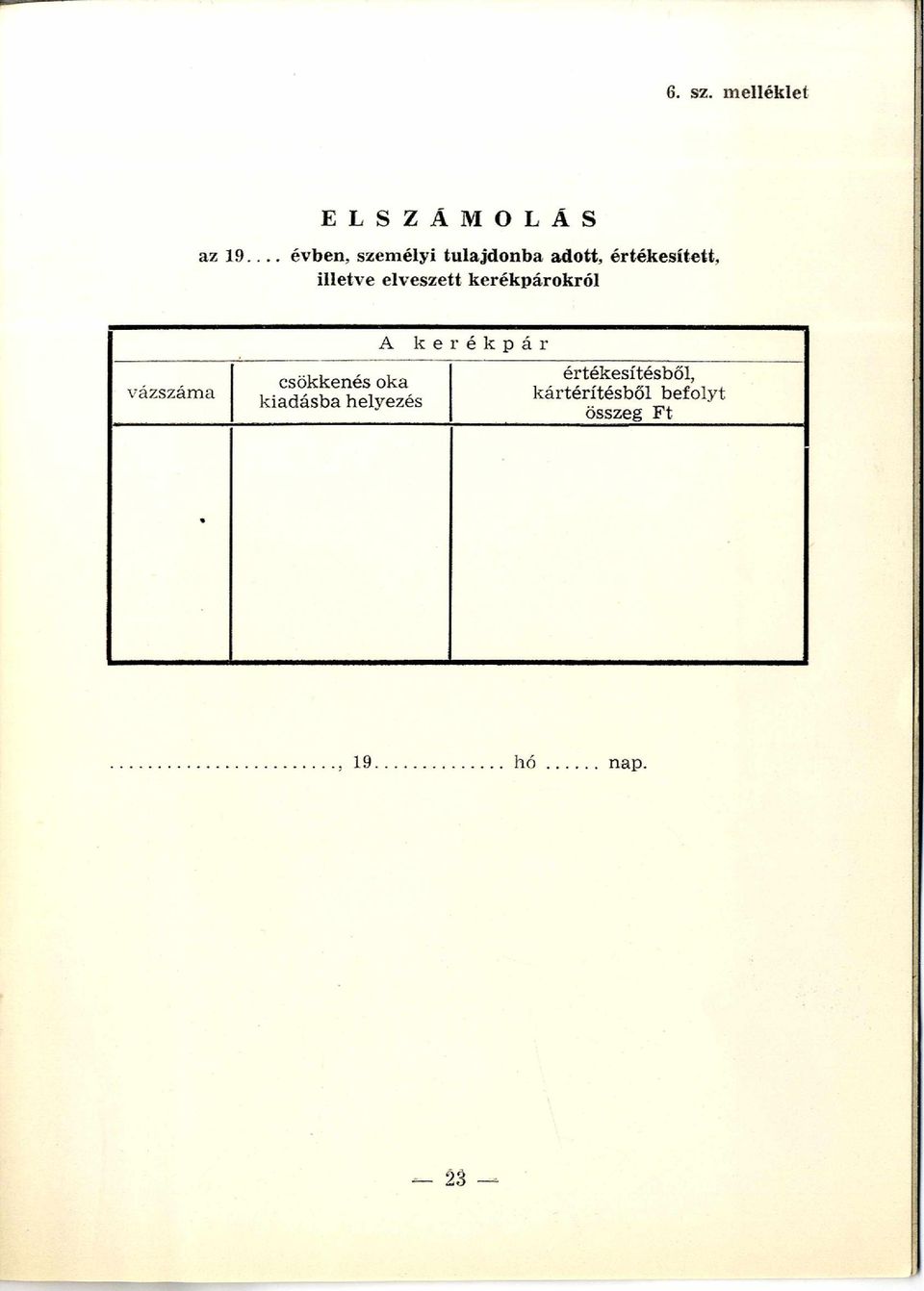 elveszett kerékpárokról vázszám a A csökkenés oka kiadásba