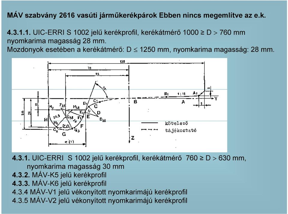 50 mm, nyomkarima magasság: 28 mm. 4.3.1.