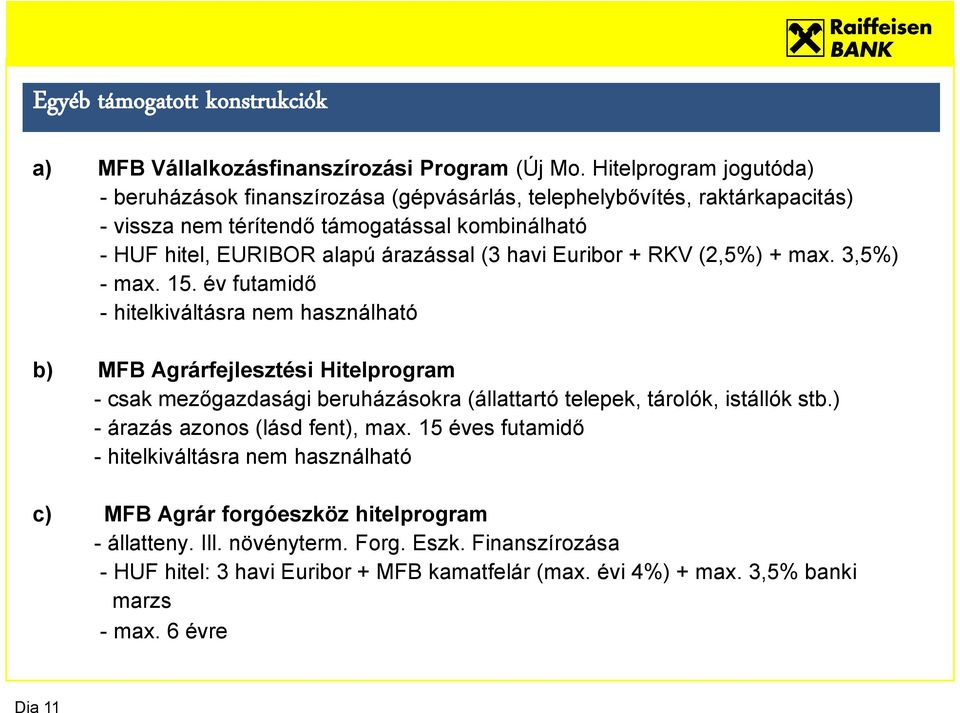 havi Euribor + RKV (2,5%) + max. 3,5%) - max. 15.