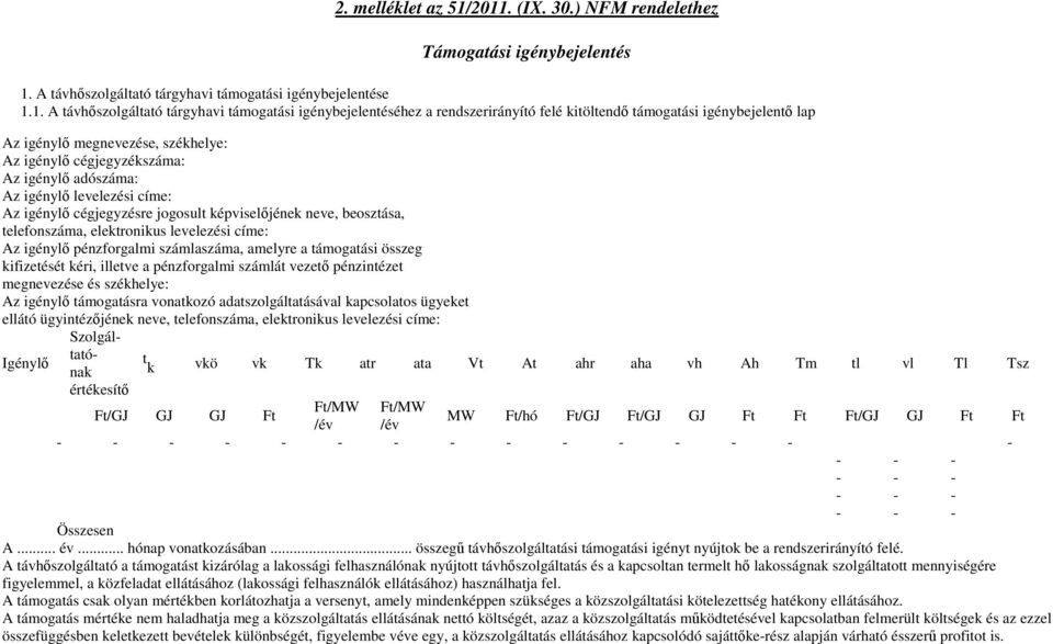 rendszerirányító felé kitöltendő támogatási igénybejelentő lap Az igénylő megnevezése, székhelye: Az igénylő cégjegyzékszáma: Az igénylő adószáma: Az igénylő levelezési címe: Az igénylő cégjegyzésre