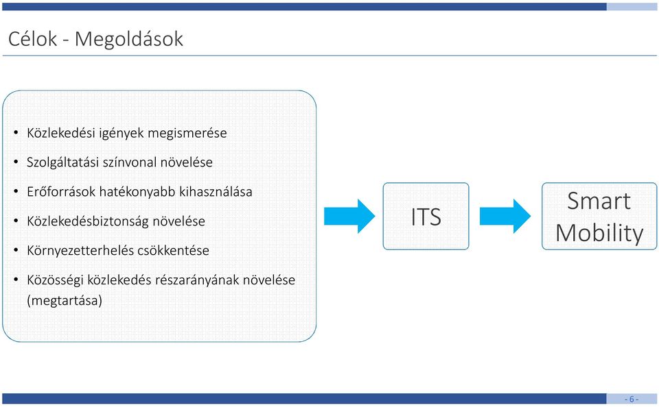 Közlekedésbiztonság növelése Környezetterhelés csökkentése