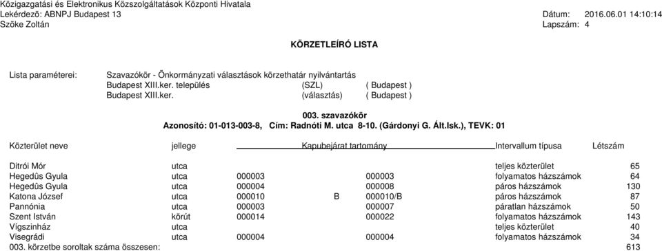 páros házszámok 130 Katona József utca 000010 B 000010/B páros házszámok 87 Pannónia utca 000003 000007 páratlan házszámok 50 Szent István