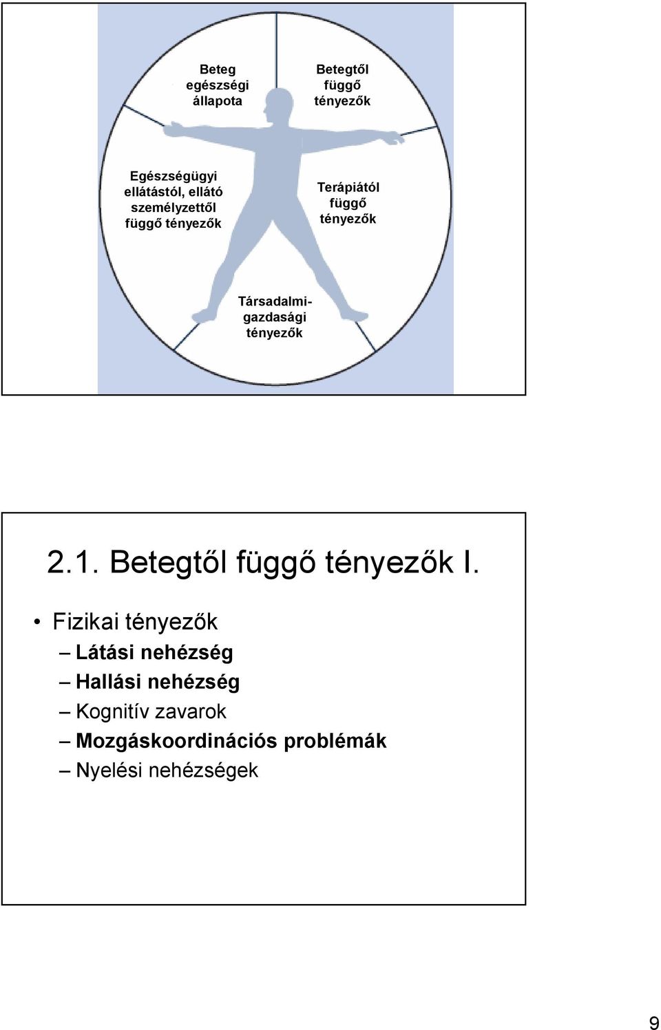 Társadalmigazdasági tényezık 2.1. Betegtıl függı tényezık I.