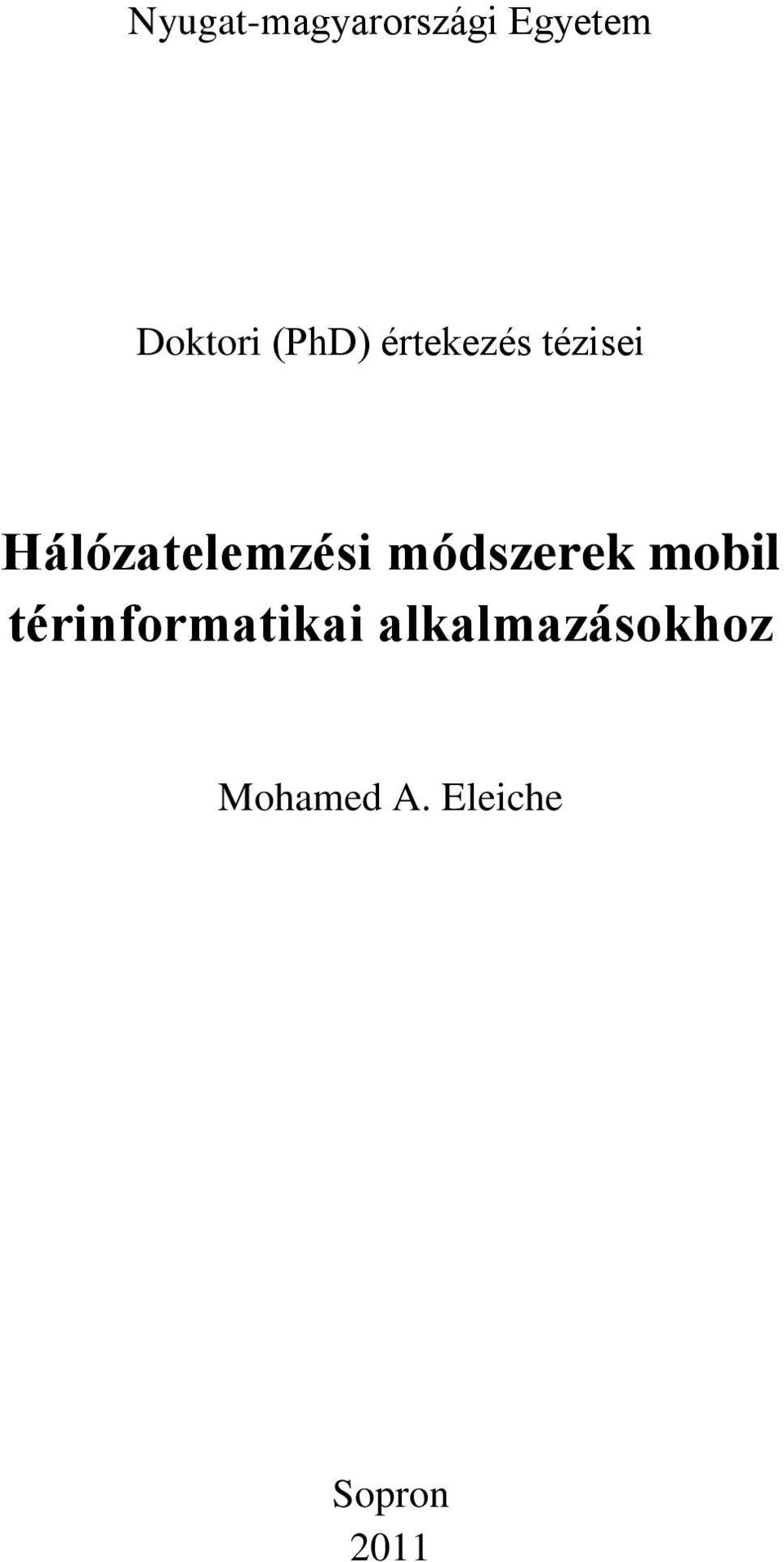 Hálózatelemzési módszerek mobil