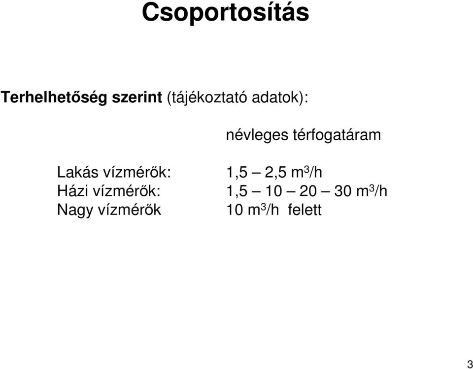 Lakás vízmérık: 1,5 2,5 m 3 /h Házi