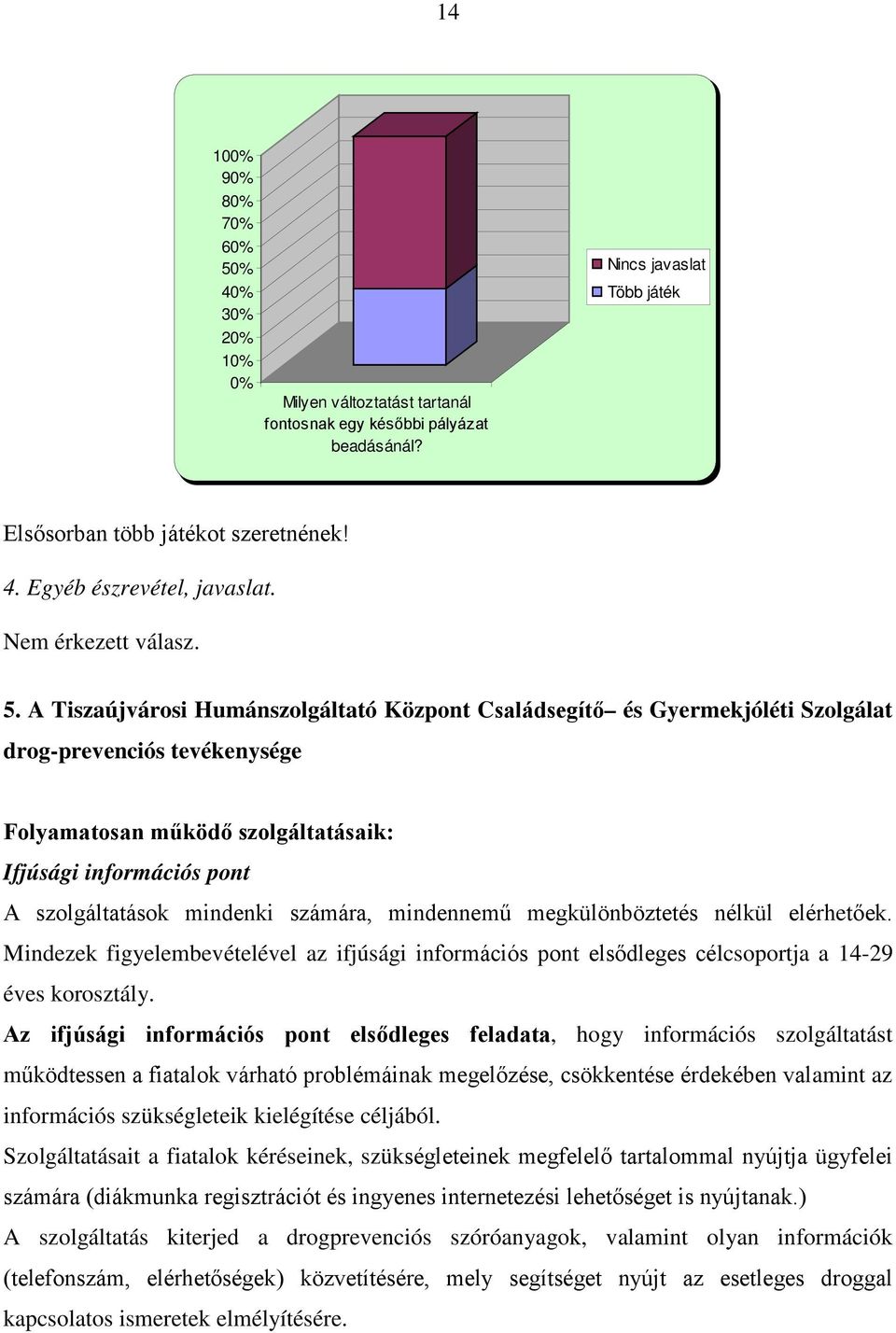 A Tiszaújvárosi Humánszolgáltató Központ Családsegítő és Gyermekjóléti Szolgálat drog-prevenciós tevékenysége Folyamatosan működő szolgáltatásaik: Ifjúsági információs pont A szolgáltatások mindenki