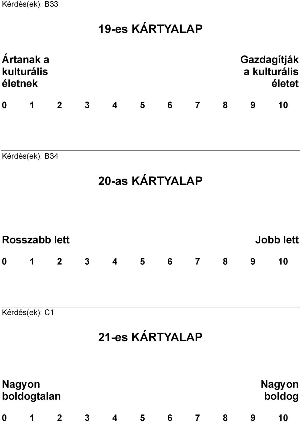 20-as KÁRTYALAP Rosszabb lett Jobb lett 0 1 2 3 4 5 6 7 8 9 10