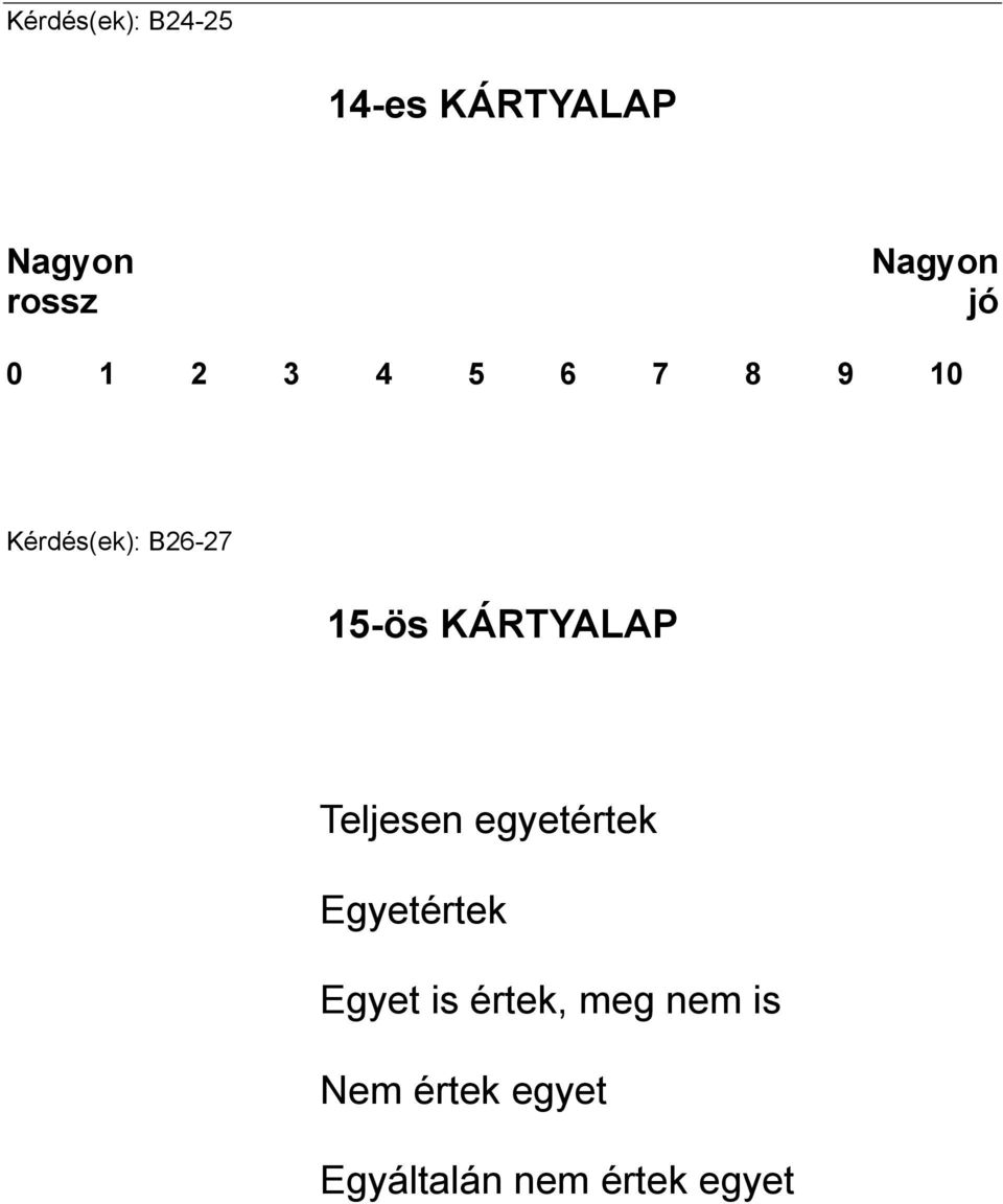 15-ös KÁRTYALAP Teljesen egyetértek Egyetértek Egyet