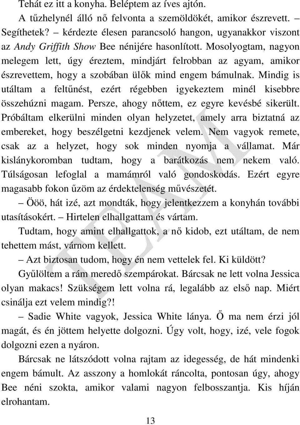 Mosolyogtam, nagyon melegem lett, úgy éreztem, mindjárt felrobban az agyam, amikor észrevettem, hogy a szobában ülők mind engem bámulnak.