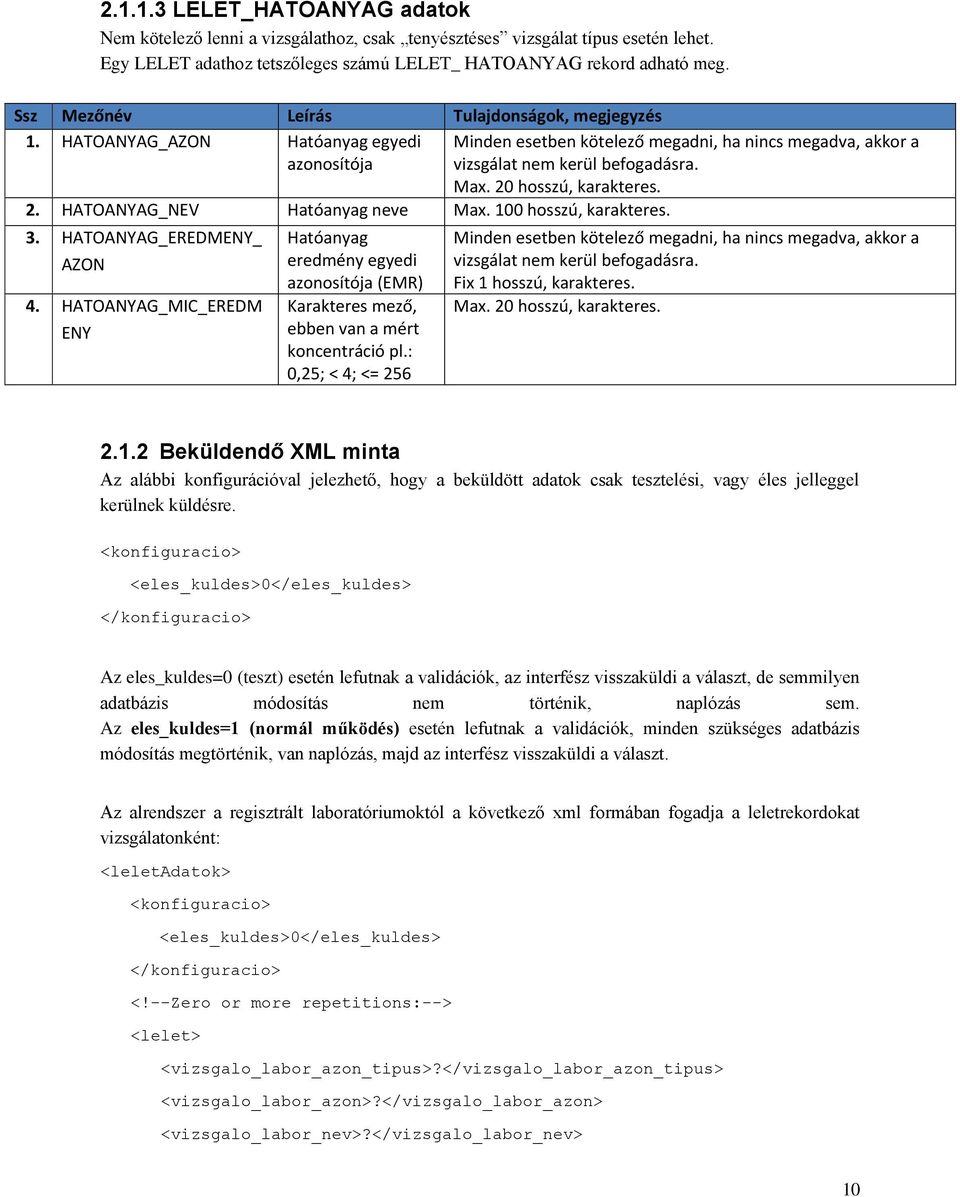 HATOANYAG_MIC_EREDM ENY Hatóanyag eredmény egyedi azonosítója (EMR) Karakteres mező, ebben van a mért koncentráció pl.