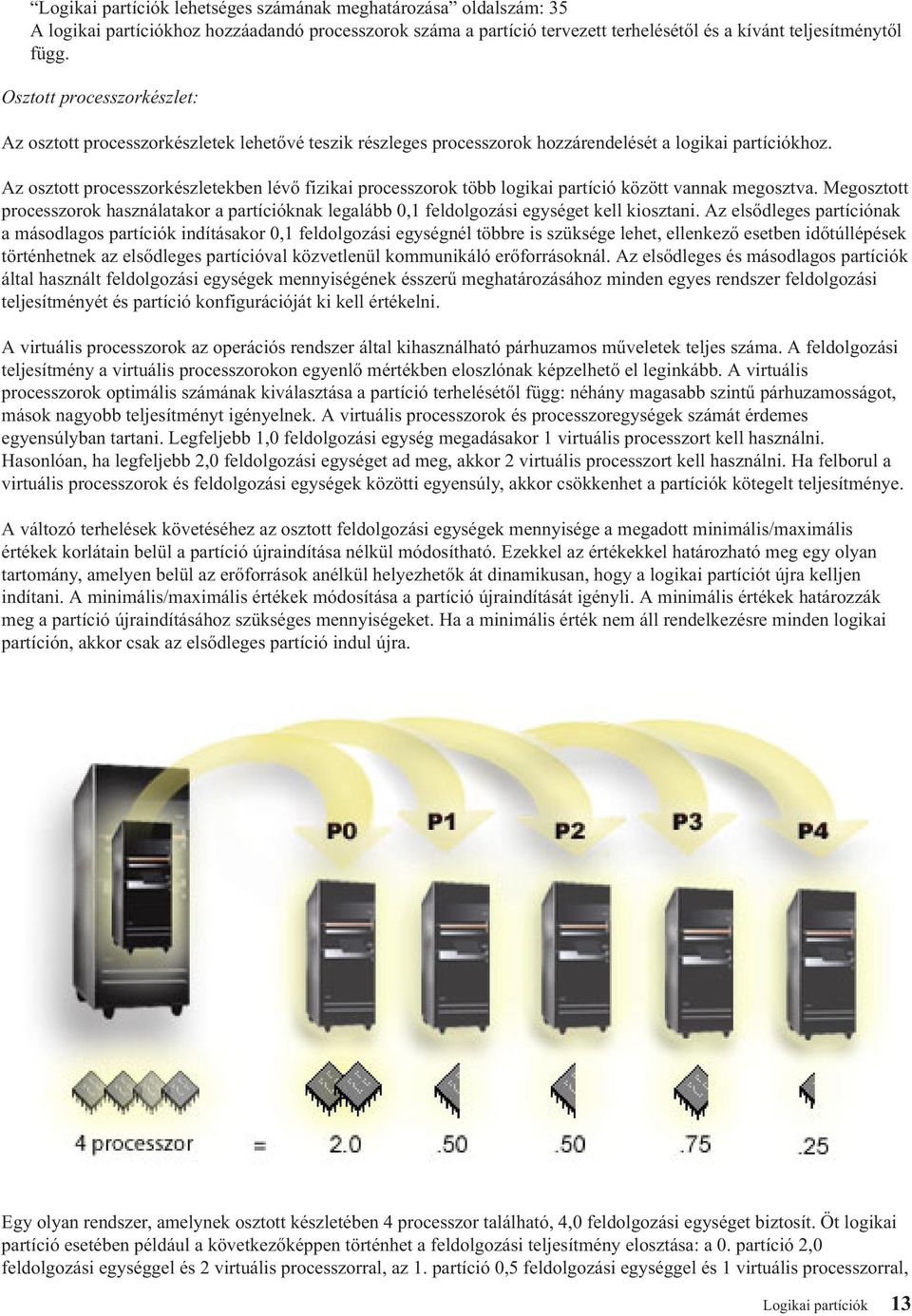 Az osztott processzorkészletekben lévő fizikai processzorok több logikai partíció között vannak megosztva.