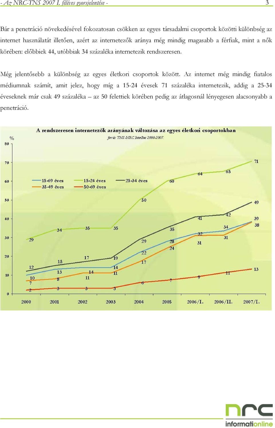 illetően, azért az internetezők aránya még mindig magasabb a férfiak, mint a nők körében: előbbiek 44, utóbbiak 34 százaléka internetezik rendszeresen.