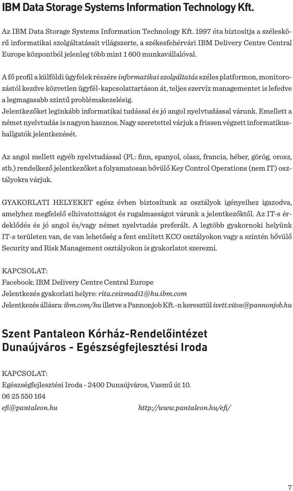 A fő profil a külföldi ügyfelek részére informatikai szolgáltatás széles platformon, monitorozástól kezdve közvetlen ügyfél-kapcsolattartáson át, teljes szervíz managementet is lefedve a legmagasabb