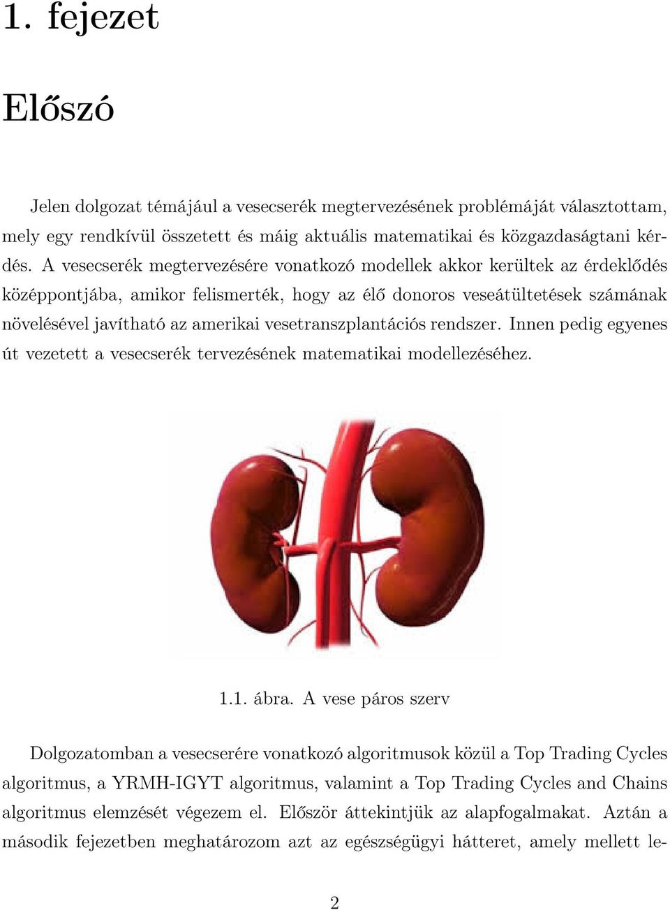 vesetranszplantációs rendszer. Innen pedig egyenes út vezetett a vesecserék tervezésének matematikai modellezéséhez. 1.1. ábra.