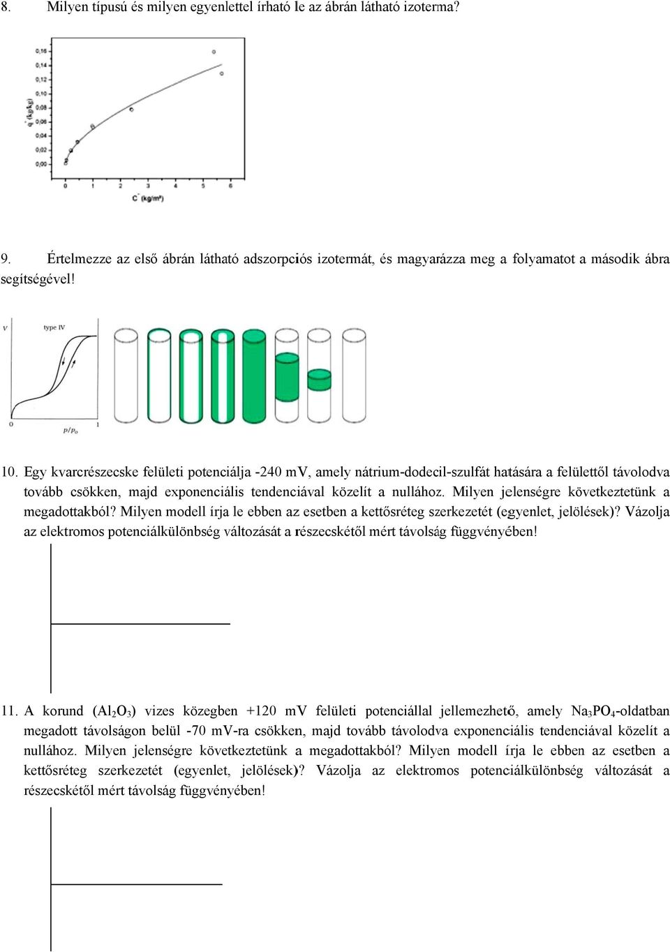 Milyen jelenségre következtetünkk a megadottakból? Milyen modell írja le ebben azz esetben a kettősréteg szerkezetét (egyenlet, jelölések)?