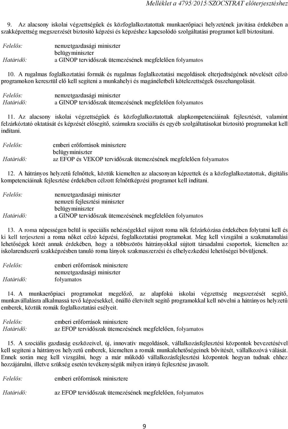 A rugalmas foglalkoztatási formák és rugalmas foglalkoztatási megoldások elterjedtségének növelését célzó programokon keresztül elő kell segíteni a munkahelyi és magánéletbeli kötelezettségek