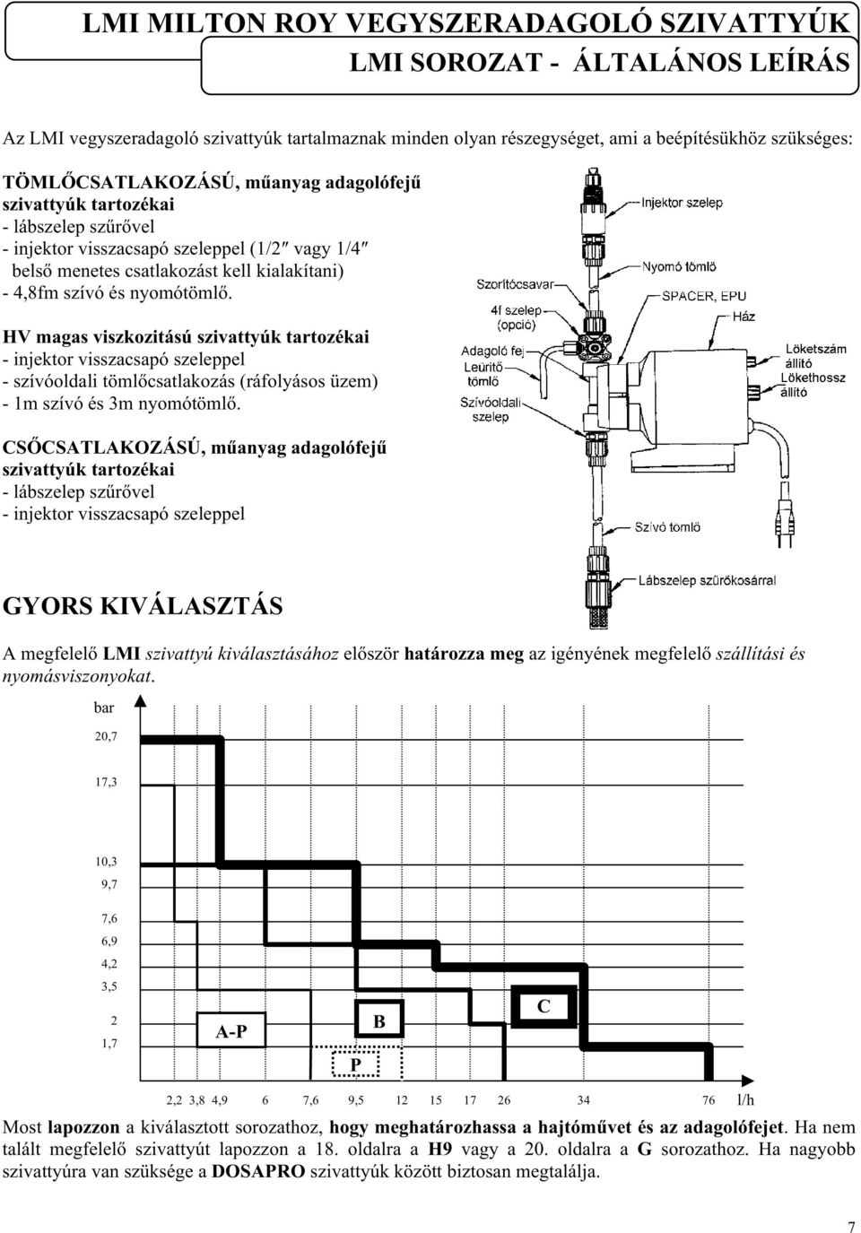 HV magas viszkozitású szivattyúk tartozékai - injektor visszacsapó szeeppe - szívóodai tömőcsatakozás (ráfoyásos üzem) - 1m szívó és 3m nyomótömő.