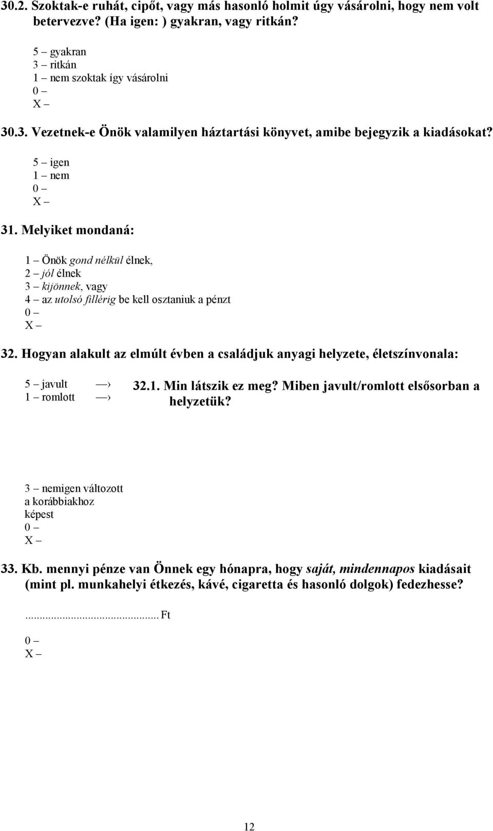 Hogyan alakult az elmúlt évben a családjuk anyagi helyzete, életszínvonala: 5 javult 1 romlott 32.1. Min látszik ez meg? Miben javult/romlott elsősorban a helyzetük?