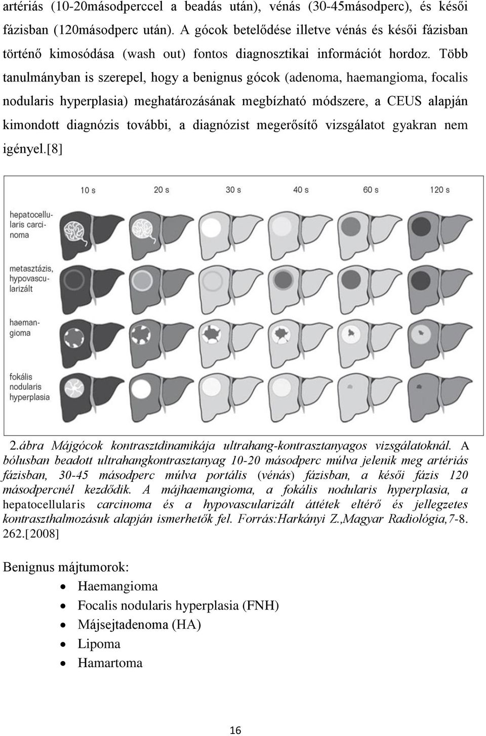 Több tanulmányban is szerepel, hogy a benignus gócok (adenoma, haemangioma, focalis nodularis hyperplasia) meghatározásának megbízható módszere, a CEUS alapján kimondott diagnózis további, a