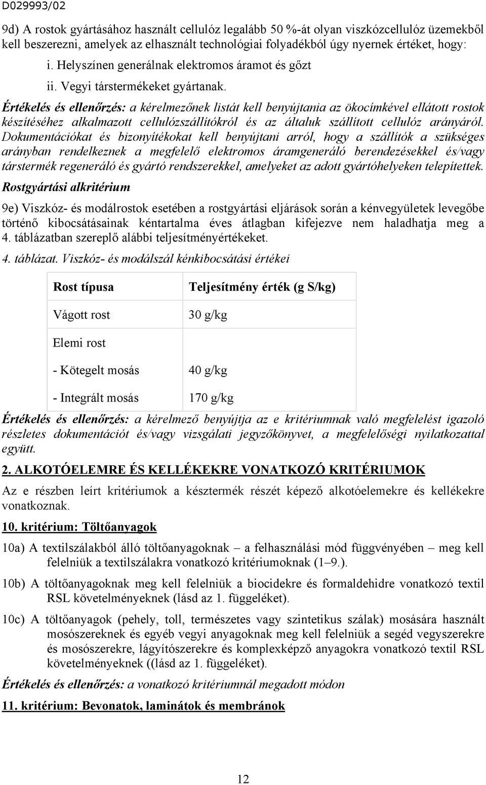 Értékelés és ellenőrzés: a kérelmezőnek listát kell benyújtania az ökocímkével ellátott rostok készítéséhez alkalmazott cellulózszállítókról és az általuk szállított cellulóz arányáról.