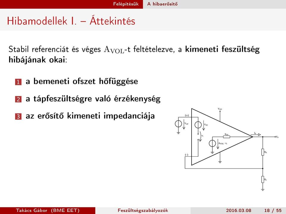 feszültség hibájának okai: 1 a bemeneti ofszet h függése 2 a