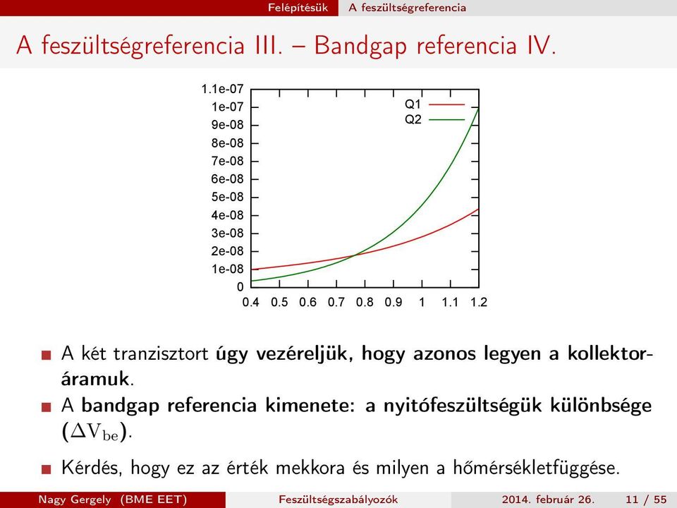 1 1.2 A két tranzisztort úgy vezéreljük, hogy azonos legyen a kollektoráramuk.