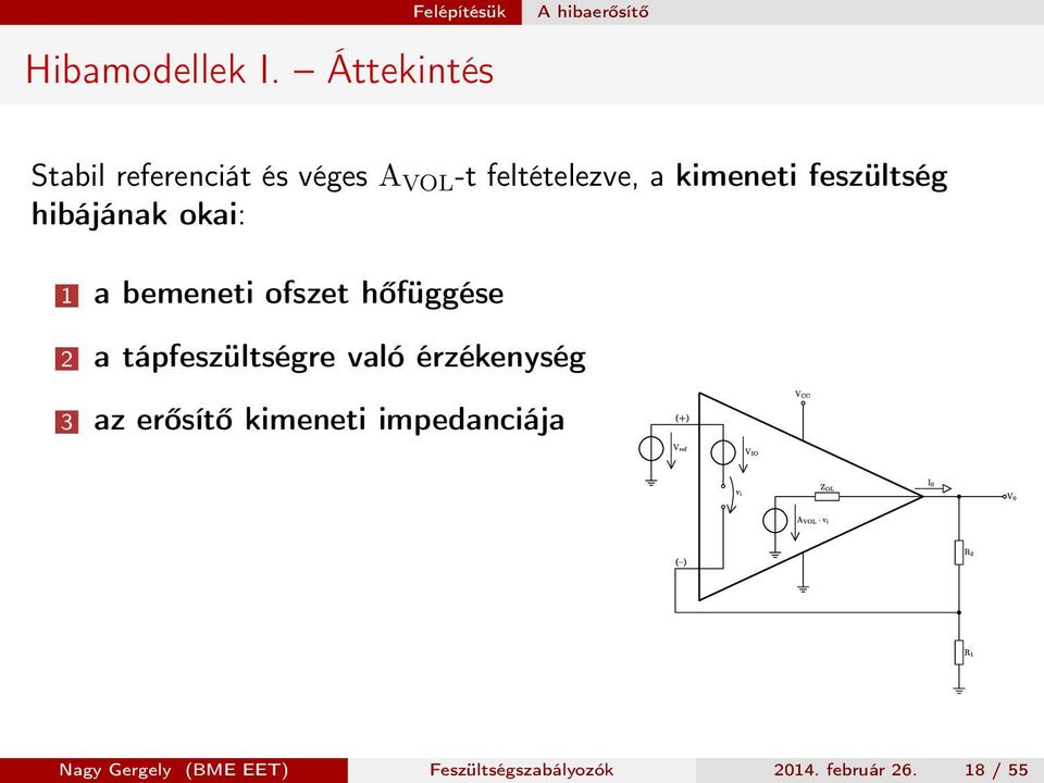 feszültség hibájának okai: 1 a bemeneti ofszet hőfüggése 2 a