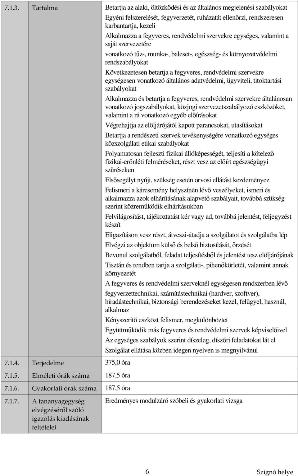 rendvédelmi szervekre egységes, valamint a saját szervezetére vonatkozó tűz-, munka-, baleset-, egészség- és környezetvédelmi rendszabályokat Következetesen betartja a fegyveres, rendvédelmi