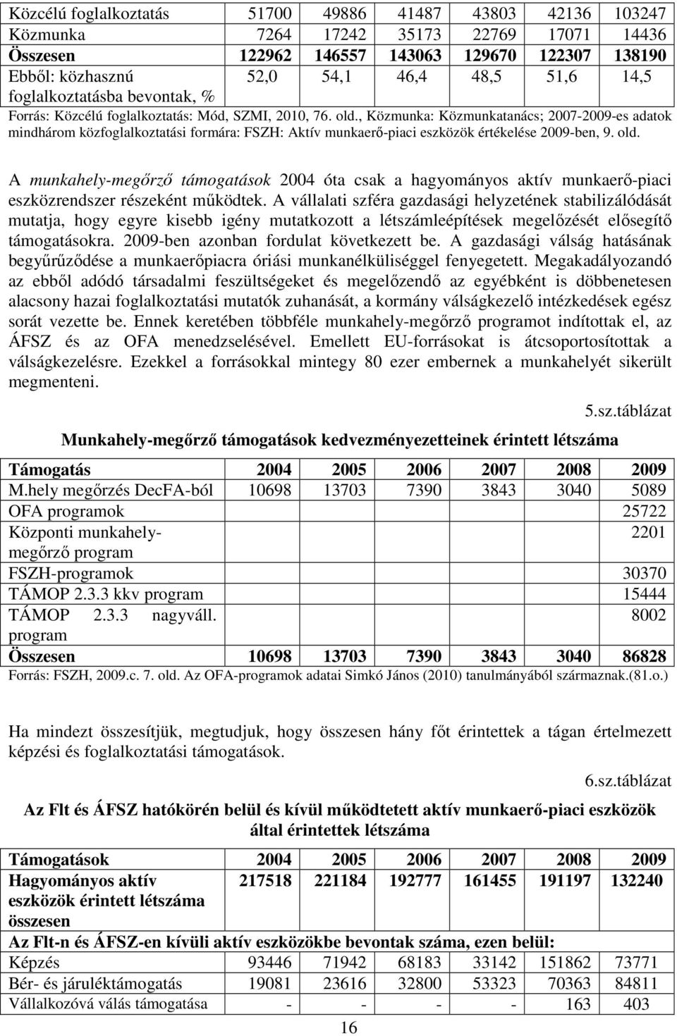 , Közmunka: Közmunkatanács; 2007-2009-es adatok mindhárom közfoglalkoztatási formára: FSZH: Aktív munkaerı-piaci eszközök értékelése 2009-ben, 9. old.