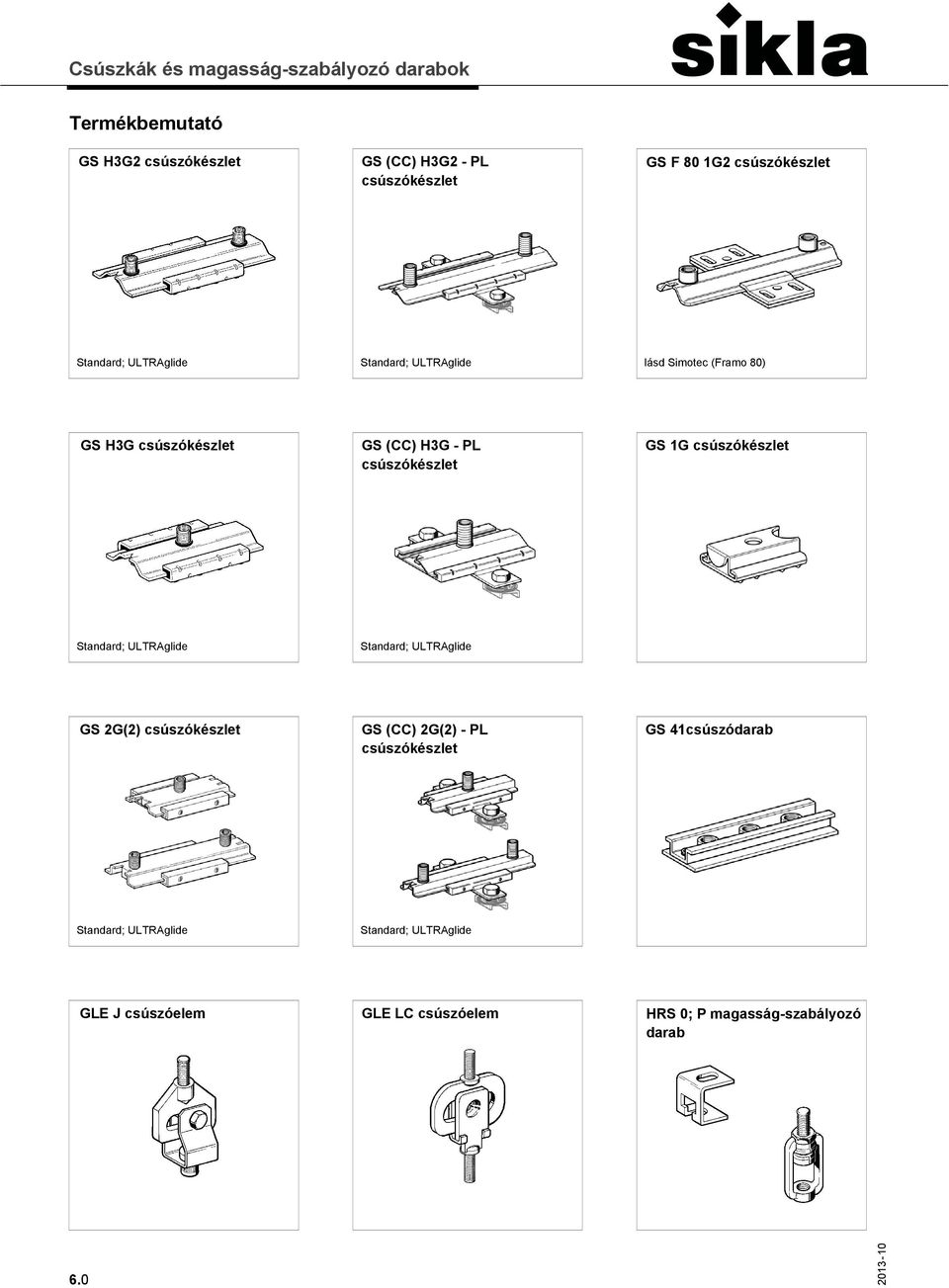 csúszókészlet Standard; ULTRAglide Standard; ULTRAglide GS 2G(2) csúszókészlet GS (CC) 2G(2) - PL csúszókészlet GS